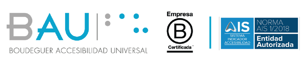Logo de BAU Accesilidad Universal + Logo Empresas B + Logo AIS